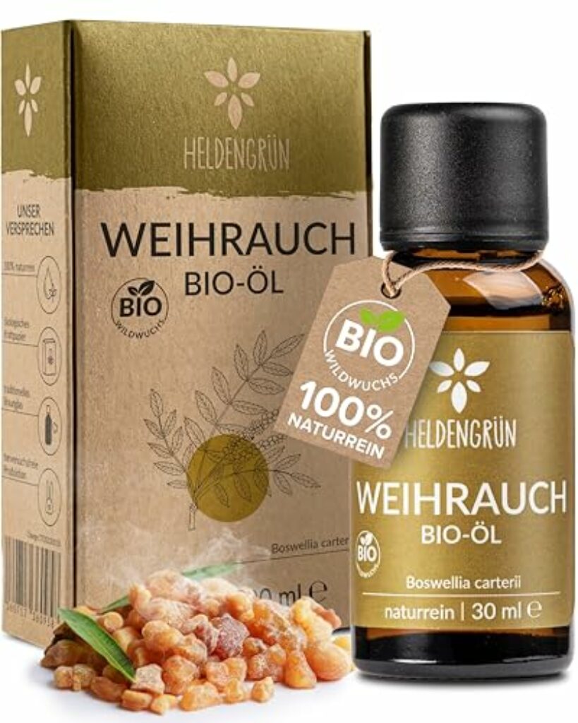 Heldengrün© BIO Weihrauchöl [100% NATURREIN] - Reines Weihrauch Öl - Duftöl Weihrauch in Parfumqualität - Nachhaltiger Wildwuchs - Frankincense Oil