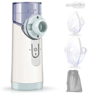 Inhaliergeräte für Erwachsene Vernebler Inhaliergerät Kinder, geräuscharmes Tragbar Mesh Nebulizer Inhalator Set USB wiederaufladbar mit Mundstück und Masken