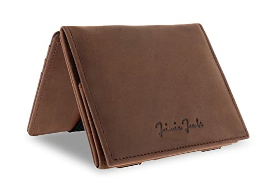 Jaimie Jacobs Flap Boy - Das Original Magic Wallet mit Münzfach RFID-Schutz Magischer Geldbeutel magisches Portemonaie Brieftasche mit Kleingeldfach Herren echtes Leder (Büffelleder Braun)