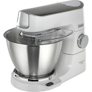 Kenwood Titanium Chef Baker KVC65.001WH, Küchenmaschine mit integrierter Waage, 1200 Watt, inkl. 3-teiligem Patisserie-Set, Spatel & Spritzschutz, Weiß