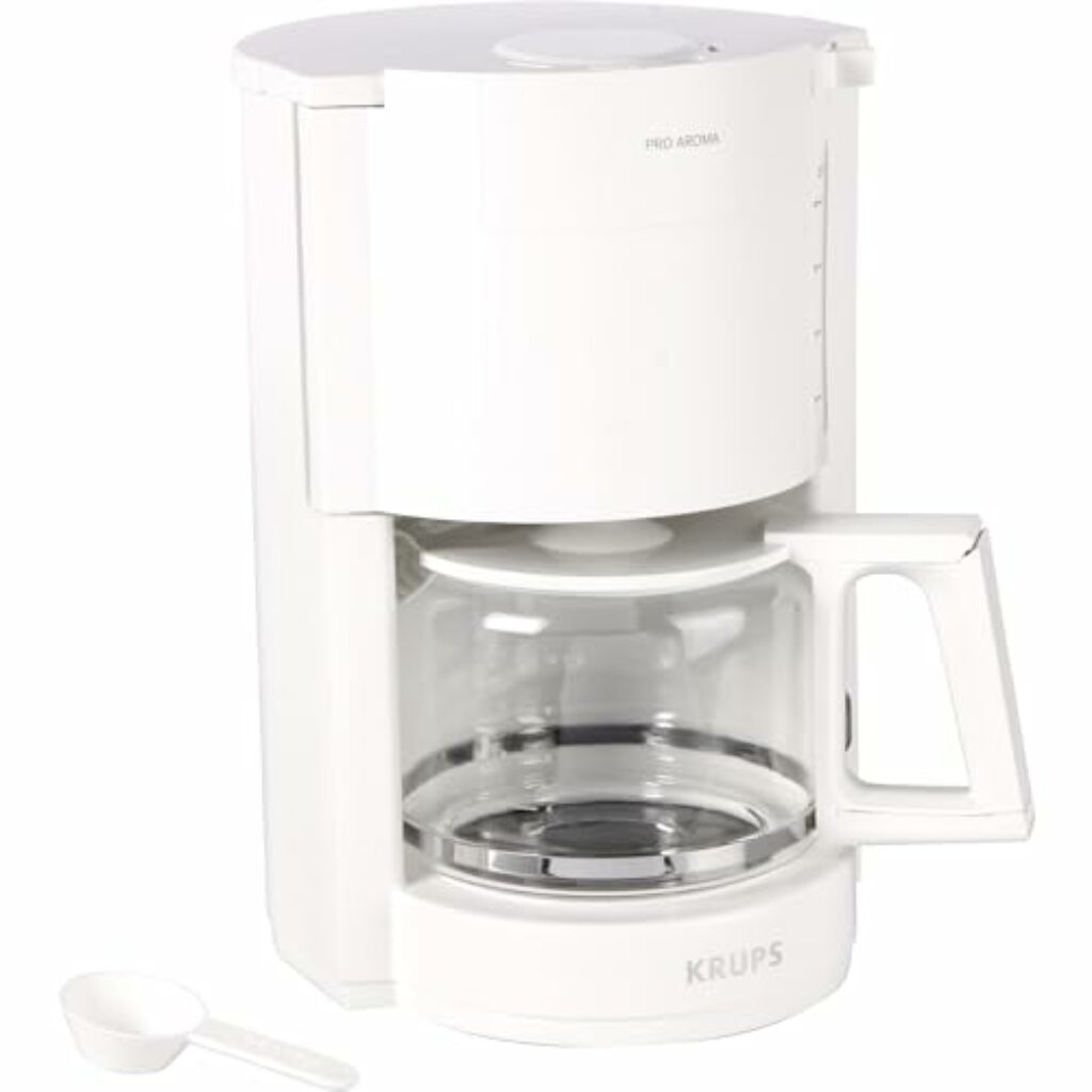 Krups F30901 Filterkaffeemaschine ProAroma | Glaskanne | Warmhaltefunktion | Automatische Abschaltung | 10 Tassen | 1.050 W | Weiß