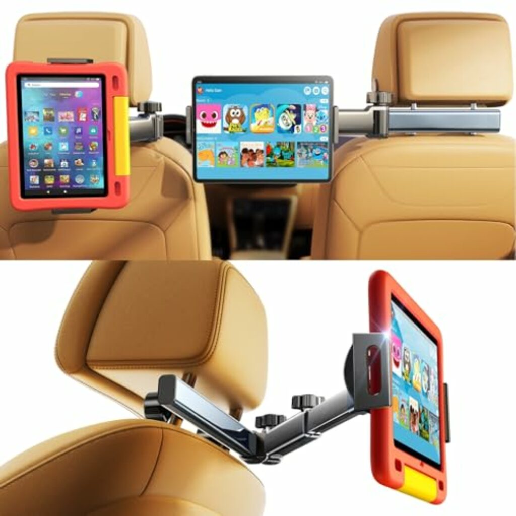 LISEN Tablet Halterung Auto Mitte, Universal Tablethalterungen Auto - Ausziehbare KFZ für ipad Halterung Kopfstütze Auto Kinder Long Road Trip für iPad Mini 7/Switch/Smartphone und 4,7-13 Zoll Geräte