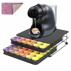 Masthome Dolce Gusto Kapselhalter, 84 PCS, Aufbewahrung von Kaffeepads mit Kaffeemaschinenhalterung, Kaffeekapselspender mit 2 Schubladen für Zuhause, Büro, Küche, 1 Reinigungstuch senden