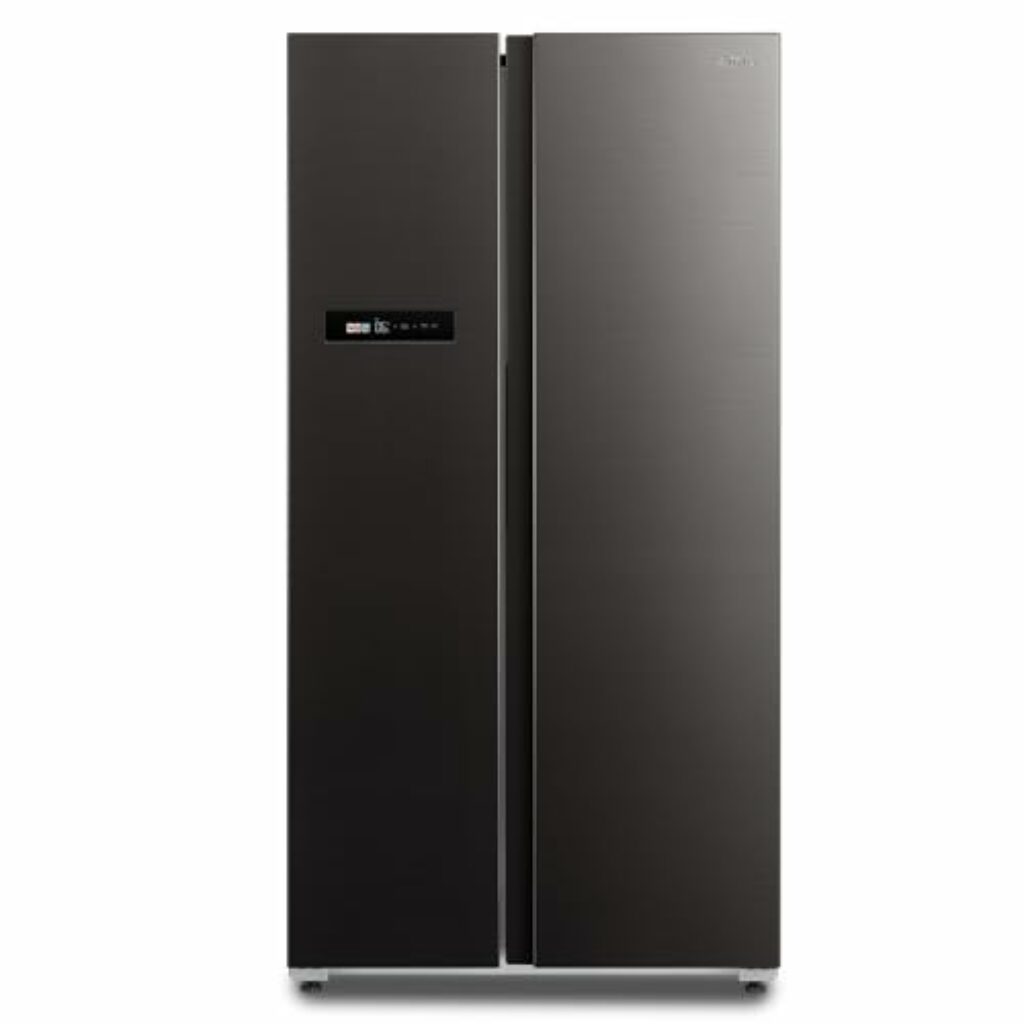 Midea MDRS791MIC28 Side-by-Side Kühl-/Gefrierkombination/No Frost/WiFi-Steuerung/Inverter Compressor/176,5 cm hoch/379 L Kühlen/213 L Gefrieren/Doppelte Steuerung/SuperCool/37dB, Jazz Schwarz