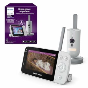 Philips Avent Connected Babyphone mit HD-Kamera 1080p, Infrarot-Nachtsicht, Zwei-Wege-Audio, unbegrenzte Reichweite, Secure Connect, 12 Stunden (Modell SCD923/26)