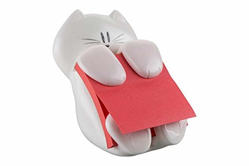 Post-it Dispenser Z-Notes CAT, mit 1 Block Super Sticky -, 90 Blatt pro , 76 mm x 76 mm, Farbe: Pink - Für eine unkomplizierte Einhand-Notizausgabe auf deinem Schreibtisch