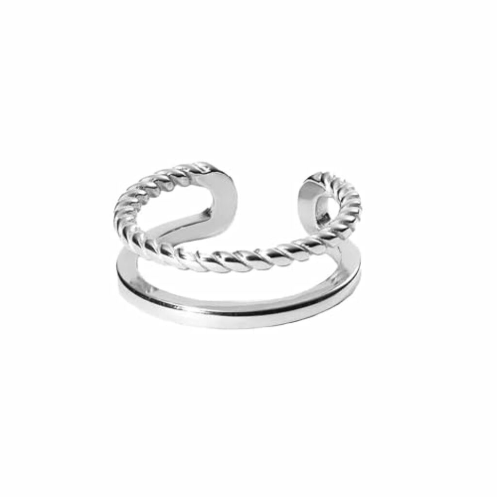 Purelei® Mau Ring Adjustable – Verstellbarer Ring in Gold, Silber und Roségold – Elegantes Design mit gedrehter Optik – Größen S/M und M/L – Hochwertiger Edelstahl (S/M, Silber)