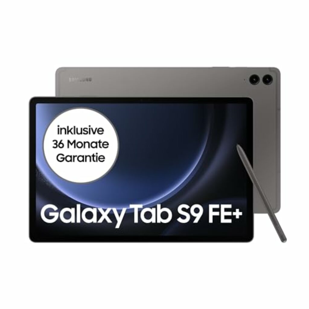 Samsung Galaxy Tab S9 FE+ Android-Tablet, 31,5 cm / 12,4 Zoll Display, 256 GB Speicher, Mit Stift (S Pen), Lange Akkulaufzeit, Wifi, Grau, Inkl. 36 Monate Herstellergarantie [Exklusiv bei Amazon]