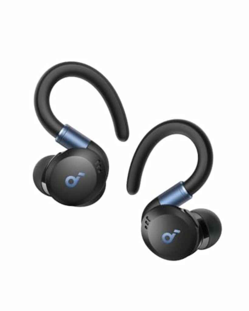 soundcore von Anker Sport X20, kabellose Workout Kopfhörer, drehbare und ausziehbare Ohrhaken, Geräuschunterdrückung, tiefer Bass, IP68 wasserdicht, schweißfest, staubdicht, 48h Play, Sport Kopfhörer