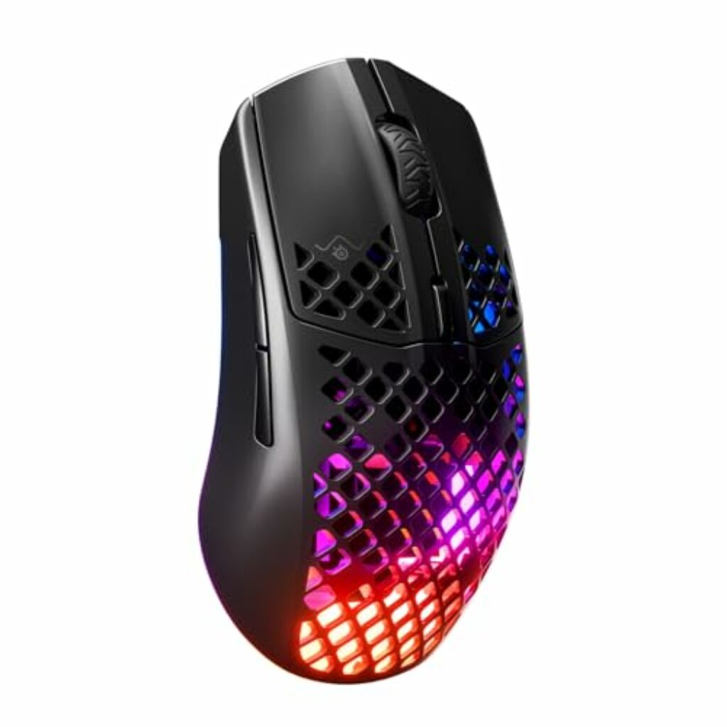 SteelSeries Aerox 3 Wireless - RGB Gaming-Mouse mit Öffnungen in der Oberfläche - Federleichtes, wasserabweisendes Design - Optischer TrueMove Air-Sensor mit 18.000 DPI - Onyx