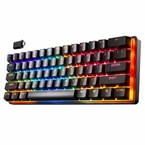 SteelSeries Apex Pro Mini Wireless HyperMagnetic Gaming-Tastatur – Die weltweit schnellste Tastatur – 60%-Formfaktor – RGB – PBT-Keycaps – Bluetooth – 2,4 GHz – USB-C – Deutsches Tastatur QWERTZ