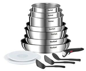 Tefal Ingenio Emotion Kochgeschirr, 13-teilig, Edelstahl, stapelbar, Antihaftbeschichtung, Induktion, L897DS04