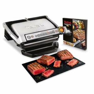 Tefal OptiGrill+ Kontaktgrill, 6 Programme, Garstufenanzeige, Abnehmbare Platten, Manueller Modus, Elektrogrill, Edelstahl, GC712D12