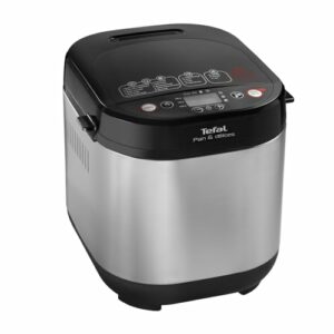 Tefal PF240E Pain &Délices Brotbackautomat|20 automatische Programme|3 Brotgrößen und Bräunungsgrade einstellbar|auch für Kuchen,Pizza,Nudelteig |inkl. Zubehör|610W|31.77x29x29.8cm|Edelstahl/Schwarz