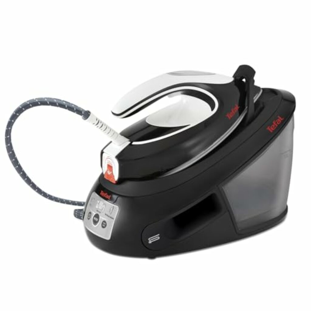 TEFAL SV8055 EXPRESS ANTI-CALC | abnehmbarer Kalk-Kollektor | 450 g/Min. Dampfstoß | leistungsstarker 6,5-Bar-Druck | Smart Temp-Technologie | Eco-Modus | 1,8 L Wassertank | Schwarz/weiß