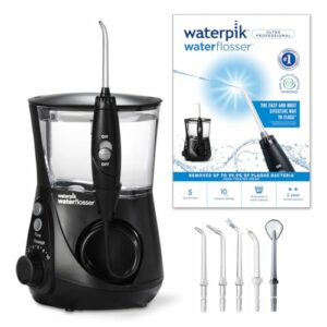 Waterpik Ultra Professional Munddusche, 7 Aufsätze, 0,7-7 Bar, 10 Druckeinstellungen, Timer, Schwarz