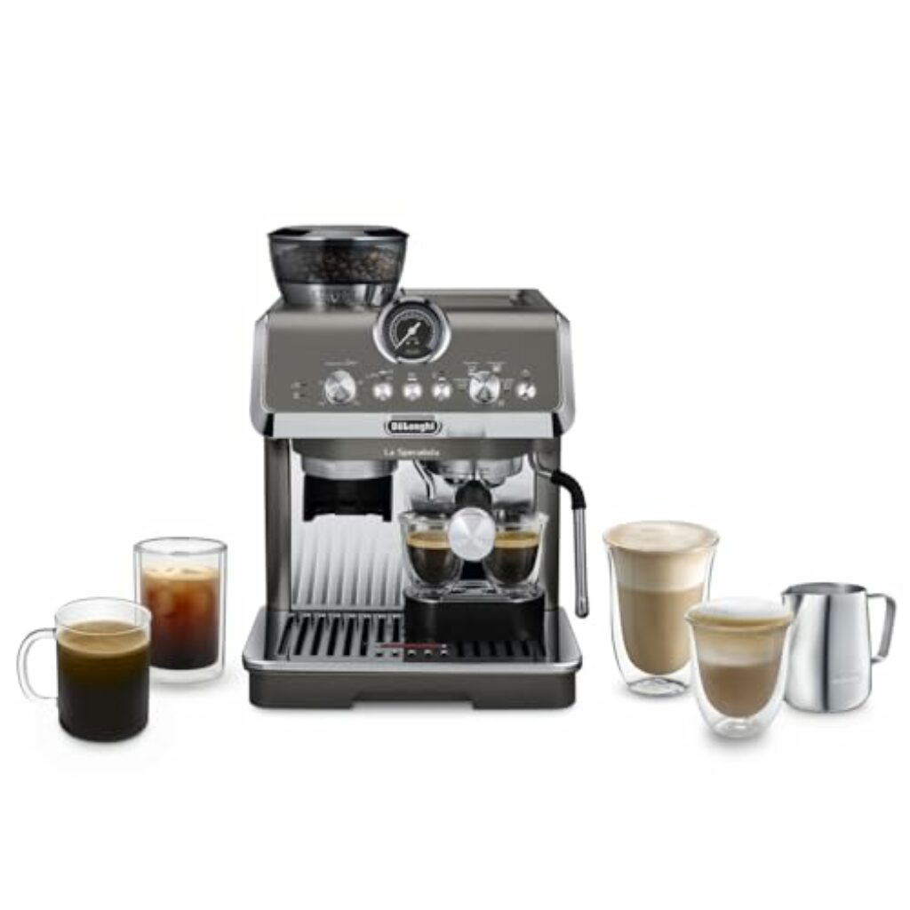 De'Longhi La Specialista Arte Evo Cold Brew EC9255T Siebträgermaschine, Espressomaschine mit Mahlwerk inkl Barista-Kit, Cold Brew-Funktion, 8 Mahlgrade, 15 Bar, 3 Temperaturen, Milchschaumdüse, titan