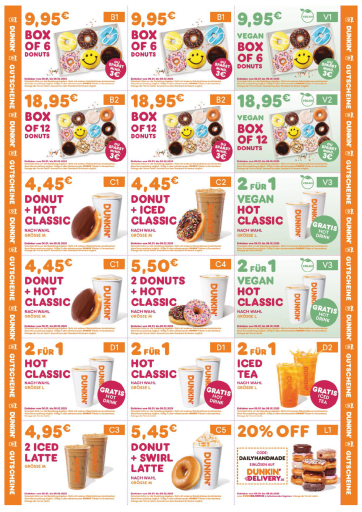 Dunkin’ Donuts Gutscheine 02/2025