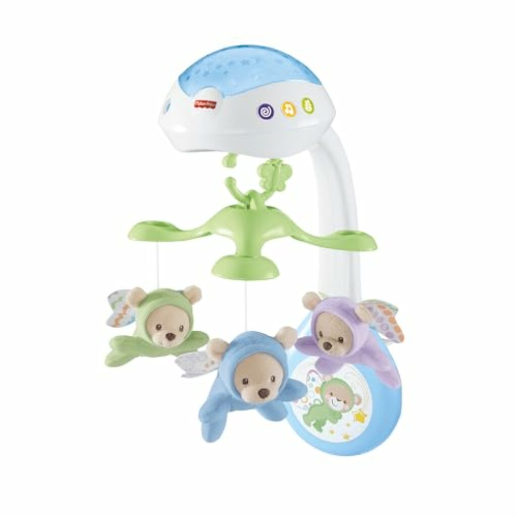 Fisher-Price 3-in-1-Traumbärchen-Mobile, Mobile für Babybett, Elektrisches Mobile mit Licht, Musikmobile, Babyerstausstattung, Babybett- und Baby-Zubehör, ab Geburt, CDN41