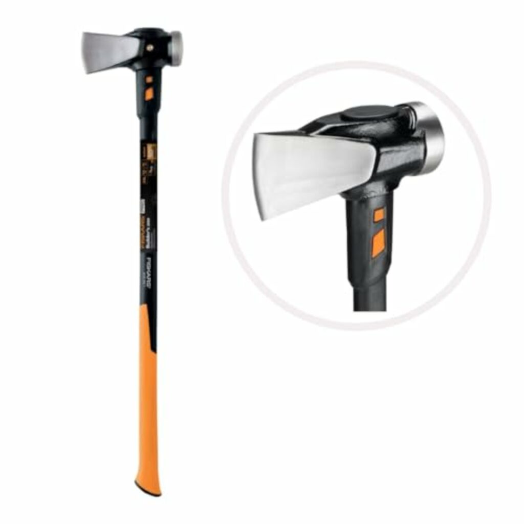 Fiskars Spaltaxt IsoCore XXL zum Spalten von Stammstücken oder zum Eintreiben von Keilen, Länge: 92 cm, Kopfgewicht: 3,6 kg, Schwarz/Orange, 1020220