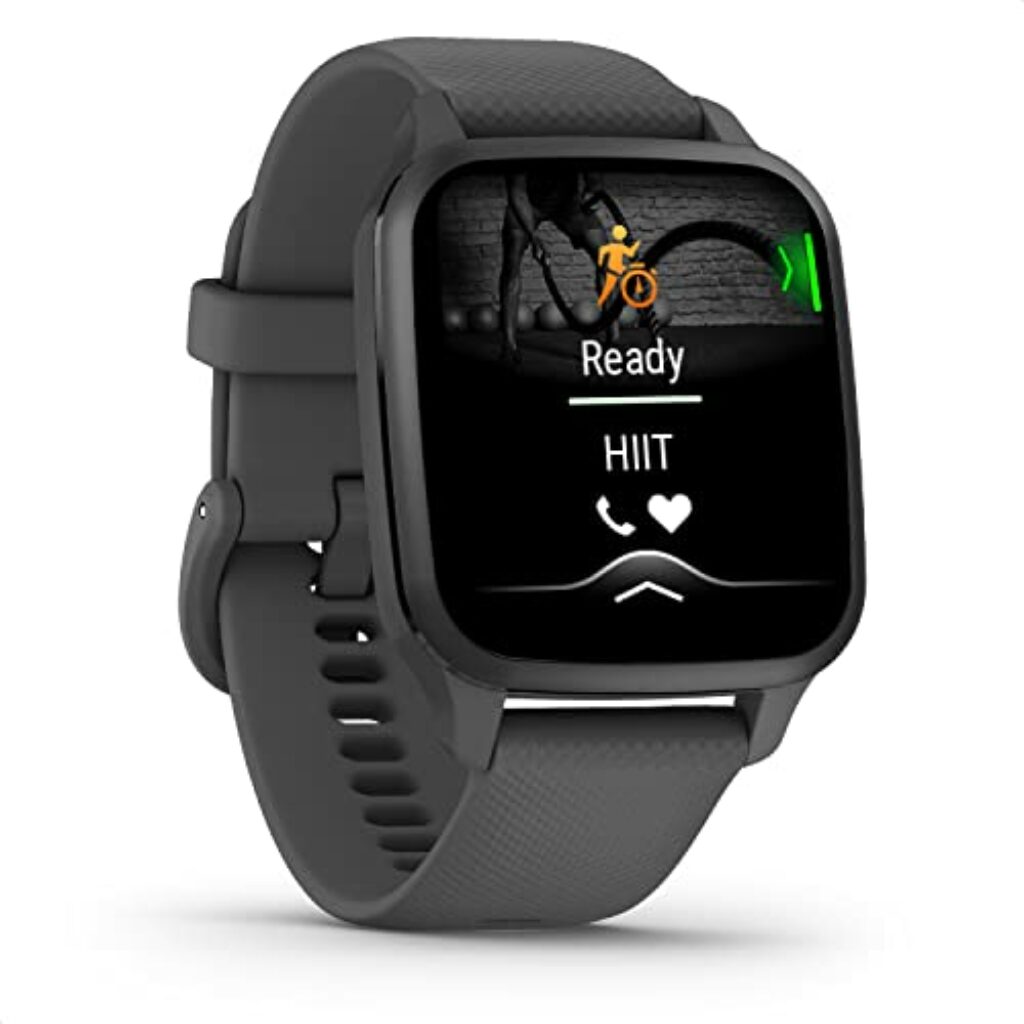 Garmin Venu Sq 2 - GPS-Fitness-Smartwatch mit 1,4" AMOLED Display, Schlafanalyse mit Sleep Score und über 25 Sport-Apps. 24/7 Gesundheitsdaten, Garmin Pay, bis zu 11 Tage Akkulaufzeit und wasserdicht.