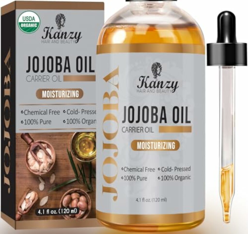 Kanzy Jojobaöl Bio Kaltgepresst 100% Reines Gold, 120ml für Haut, Haare und Nägel, Gesichtsöl und Körperöl, Vegan & Hexanfrei, Bio Jojobaöl, Anti-Falten, Natürliche Intensiv Feuchtigkeitspflege