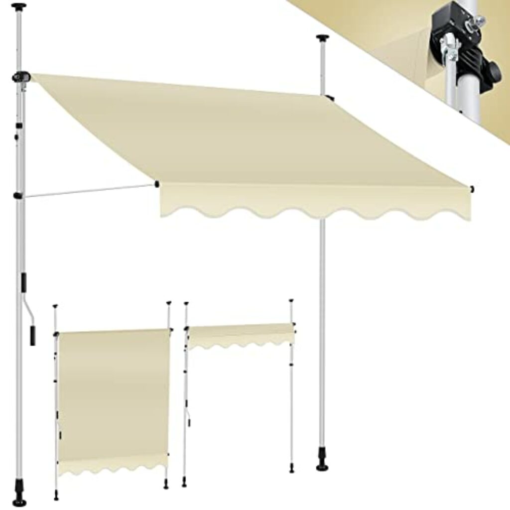 KESSER® Klemmmarkise mit Handkurbel Balkon, Balkonmarkise ohne Bohren, UV-beständig höhenverstellbar wasserabweisend, Sonnenschutz, Terrassenüberdachung, einfache Montage 300cm