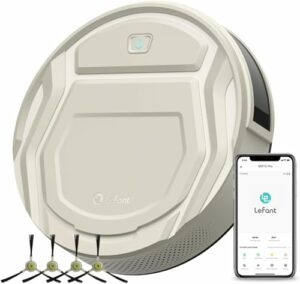 LEFANT M210P Saugroboter, Superschlank Staubsauger Roboter, 2200 Pa Saugkraft, 120 Min Laufzeit, WLAN optimiert für Teppiche, Tierhaare, Hartböden, Roboterstaubsauger mit Ladestation, Champagnergrau