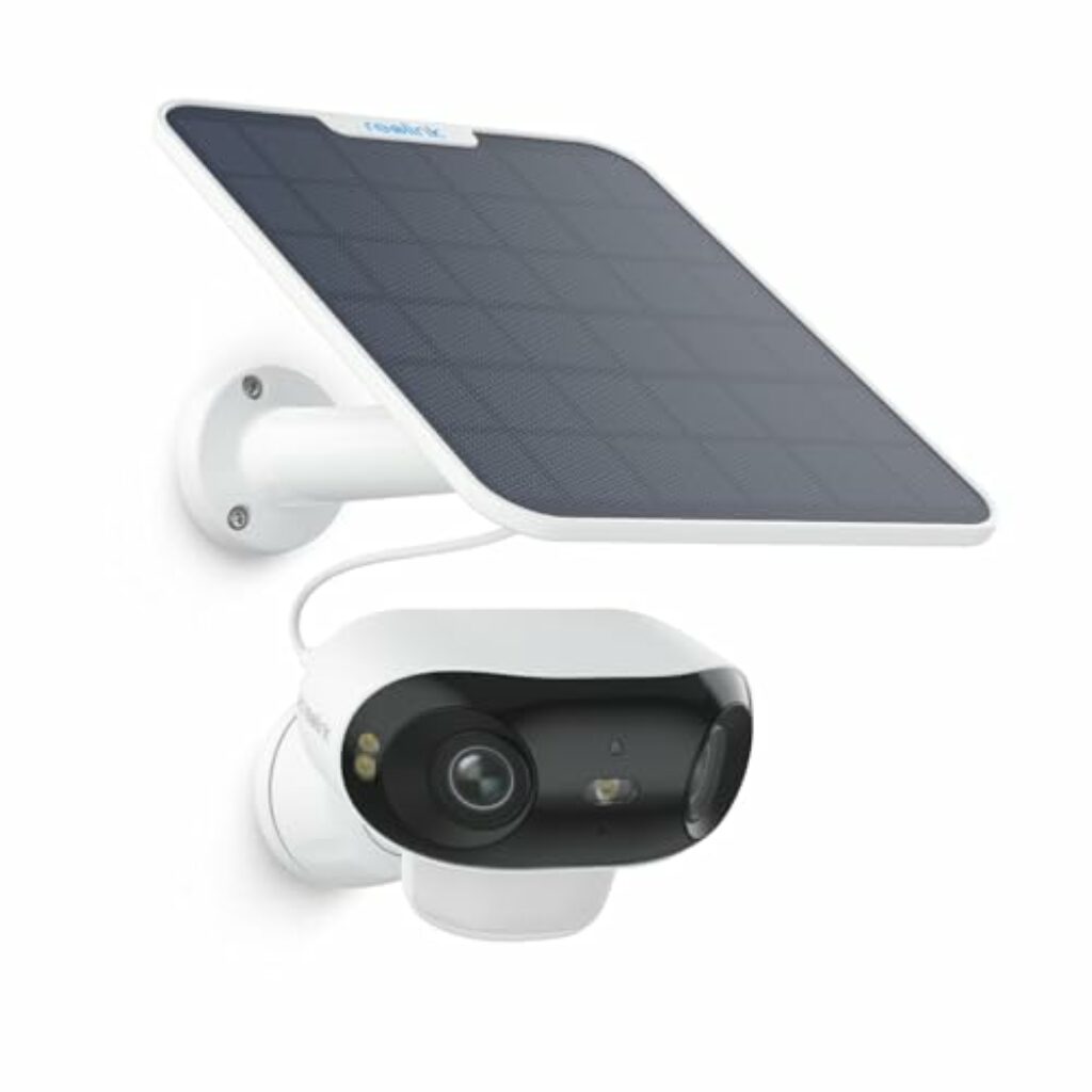 Reolink Argus 4 Pro, 4K Solar Überwachungskamera Aussen Akku, ColorX-Nachtsicht, 180°-Weitwinkel, 8MP Kabellose WLAN IP kamera, Dual-band Wi-Fi 6, PIR- & KI-Erkennung, IP66-Wasserdicht, mit Solarpanel