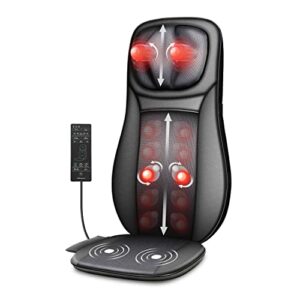 Snailax Massagesitzauflage mit Wärmefunktion, Shiatsu Massageauflage Rückenmassagegerät mit Kneten Vibration Ganzkörpermassage, Massagegerät für Rücken Gesäß, Geschenke für Männer/Frauen