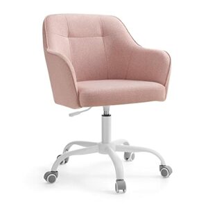 SONGMICS Homeoffice Stuhl, Drehstuhl, Schreibtischstuhl, höhenverstellbar, bis 110 kg belastbar, atmungsaktiver Stoff, für Arbeitszimmer, Schlafzimmer, rosa OBG019P01