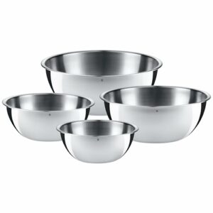 WMF Gourmet Schüsselset 4-teilig, Edelstahl Schüsseln für die Küche 1,0l - 3,5l, Rührschüssel, Salatschüssel, Servierschüssel, Cromargan, stapelbar