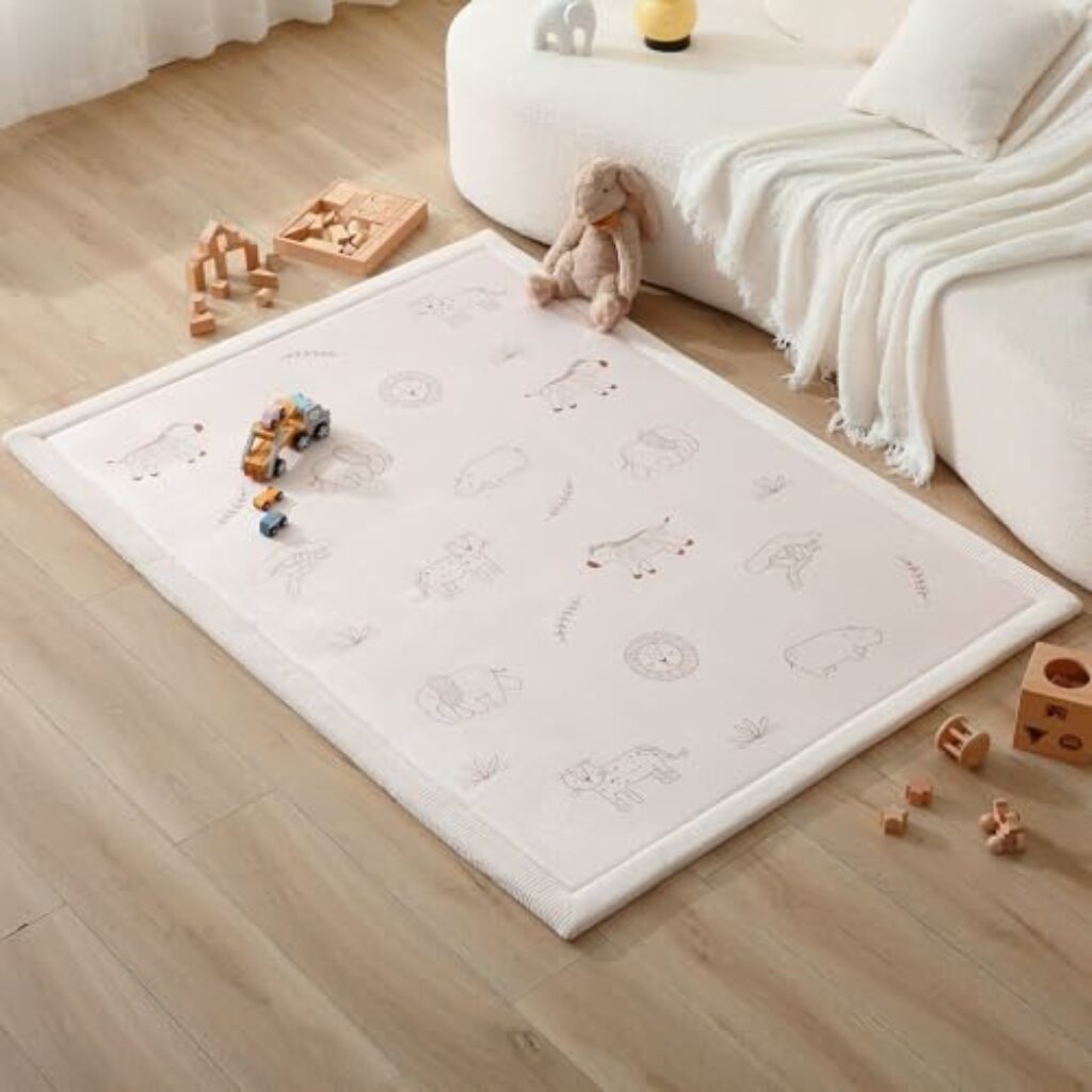 Wolkenweiche Spielmatte Baby 170x120x2,5cm – Kinderzimmer Teppich mit hochwertigem Memory-Schaum – Krabbelmatte Baby mit Rutschfester Unterseite – Krabbeldecke Baby, Kinderteppich, Tatami Matte