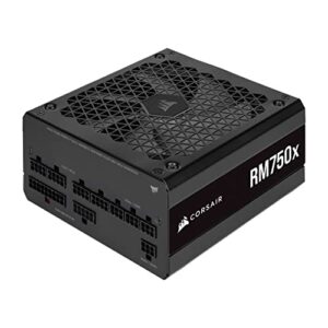 Corsair RM750x 80 PLUS Gold Vollmodulares 750 Watt ATX-Netzteil (135-mm-Lüfter mit Magnetschwebelager, Umfassende Kompatibilität, Japanische Kondensatoren, Extrem Schnelles Aufwachen) EU - Schwarz