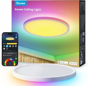 Govee Deckenleuchte RGBIC Smart, 24W Ø30cm Led Deckenleuchte dimmbar, Deckenlampe Led mit 16 Millionen DIY Farben, Kompatibel mit Alexa & Google Assistant, für Schlafzimmer