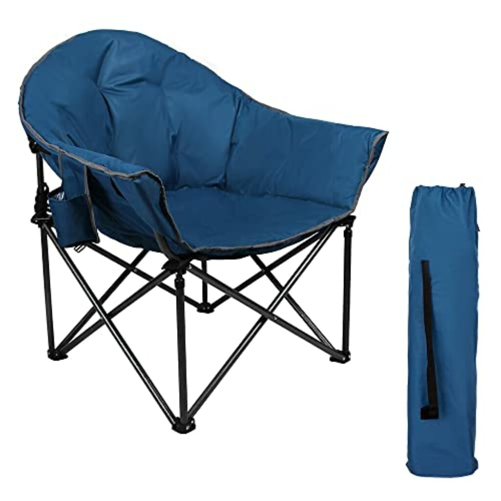 HIGH POINT SPORTS Campingstuhl Faltbar Moon Chair XXL bis 150kg Klappstuhl Campingsessel Angelstuhl für Outdoor Camping Dunkelblau